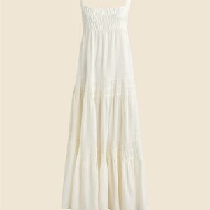 J. Crew Cream airy gauze tiered maxi dress